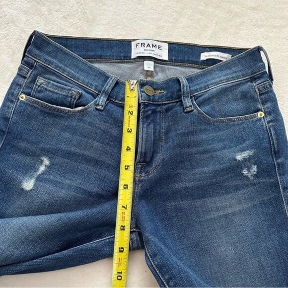 FRAME Denim Le Skinny De Jeanne Jewell Wash Distressed Jeans Size 26 - Picture 3 of 11